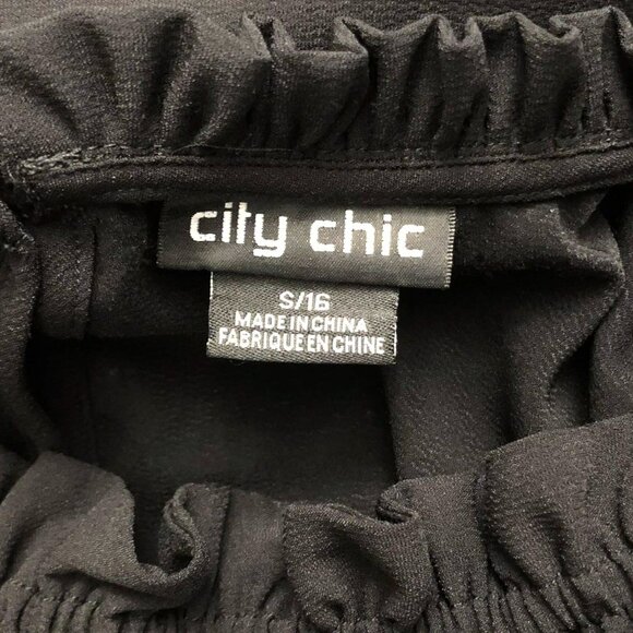 City Chic Black Ruffle Cap Sleeve Blouse | Whimsigoth Rufflecore Top Size S/16 - Picture 7 of 7